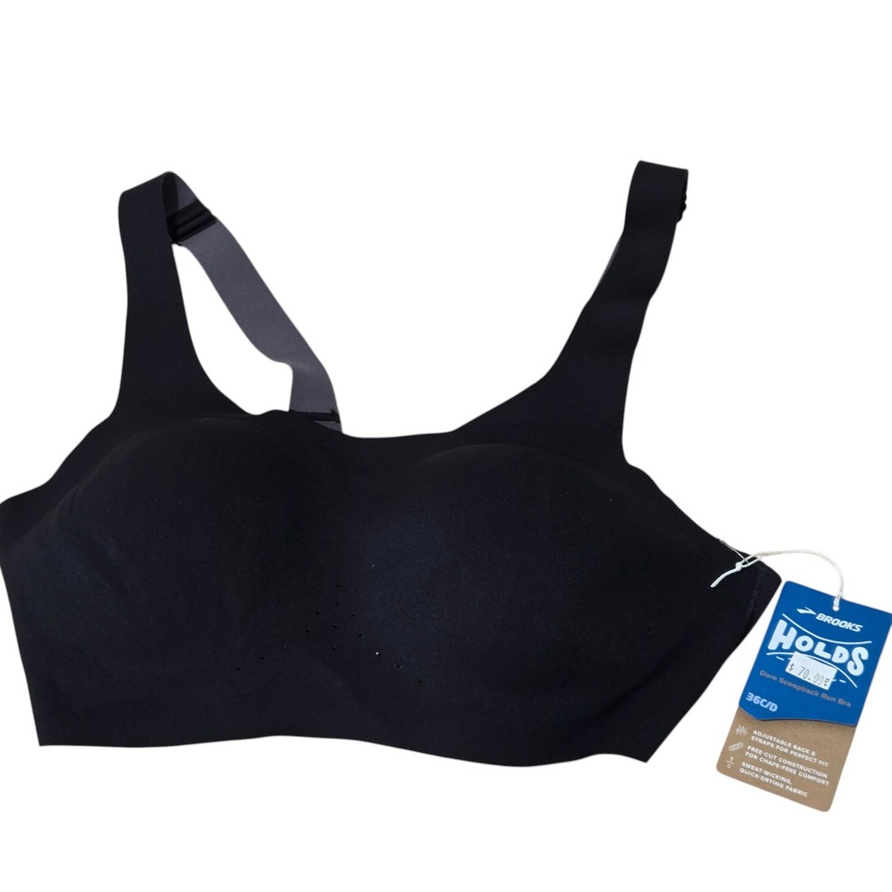 Brooks Dare Scoopback Run Bra Womens 36C/D Black High Impact Sports Bra 350077